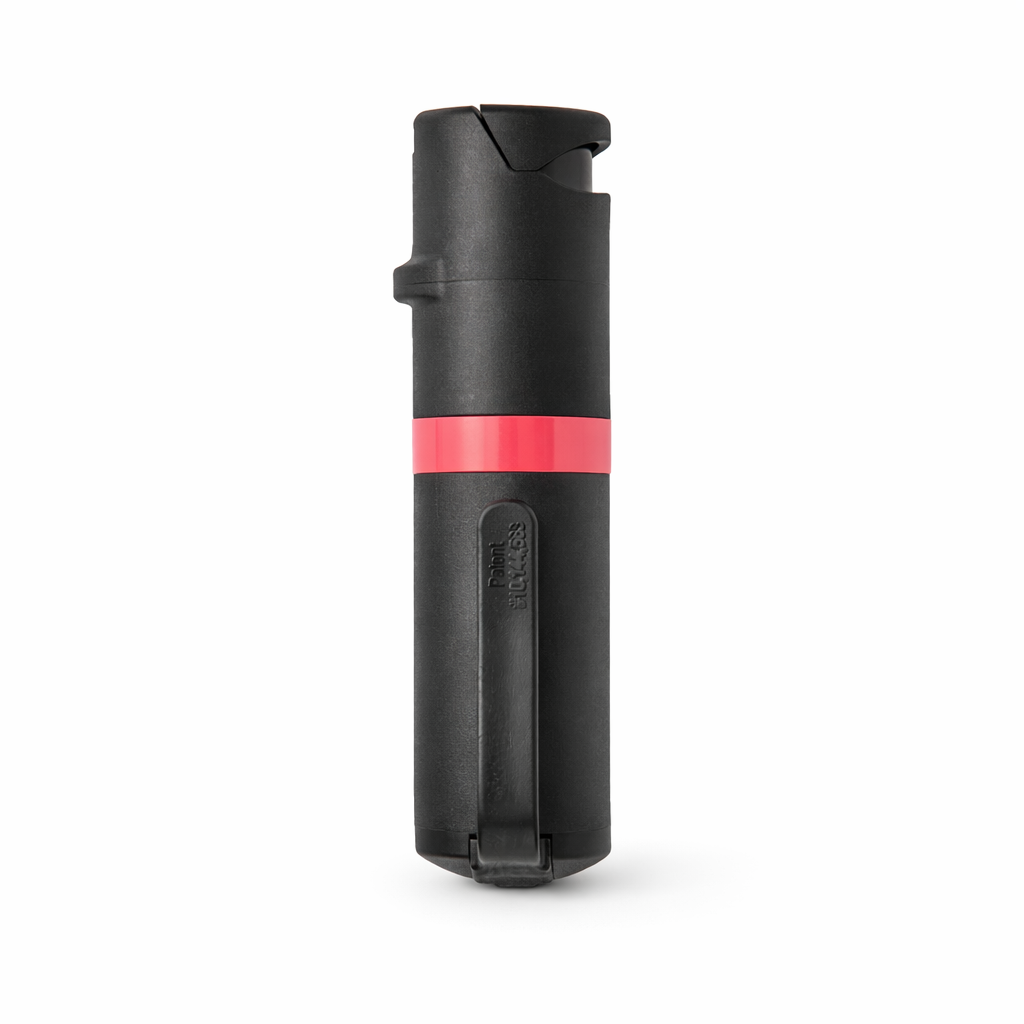 Black pepper spray with red stripe on a white background #color_black-x-coral