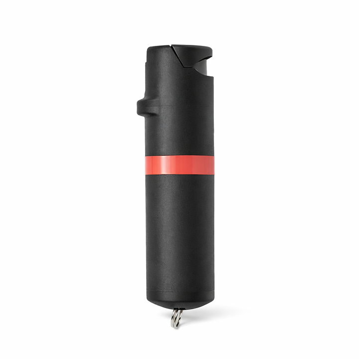 Black pepper spray with a red stripe on a white background #color_black-x-coral