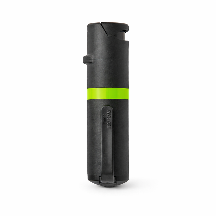 Black pepper spray with a green stripe on a white background #color_black-x-lime