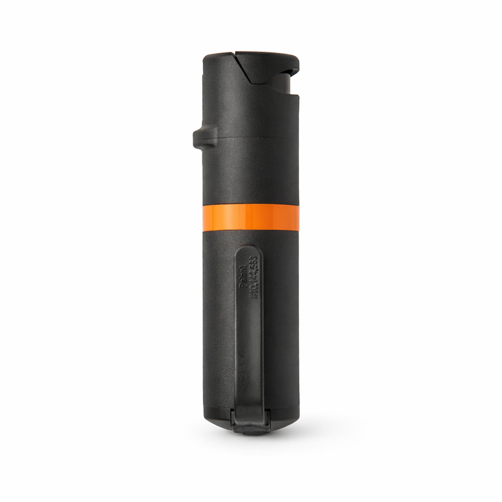 Black pepper spray with orange stripe on a white background #color_black-x-orange