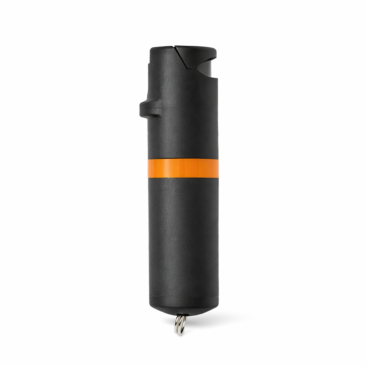 Black pepper spray with orange stripe on a white background #color_black-x-orange
