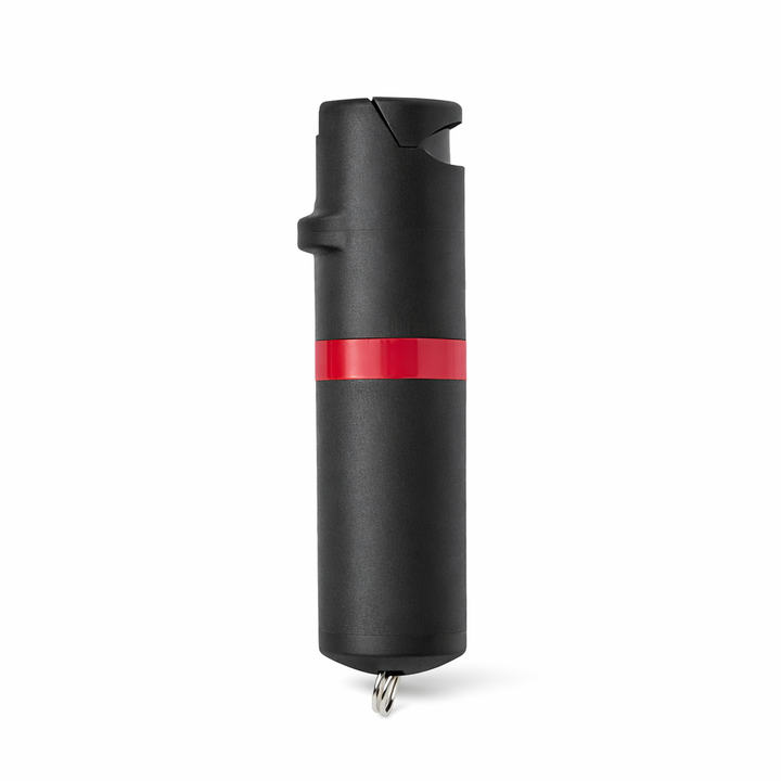 Black pepper spray with red stripe on a white background #color_black-x-red