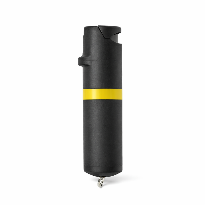 Black pepper spray with yellow stripe on a white background #color_black-x-yellow