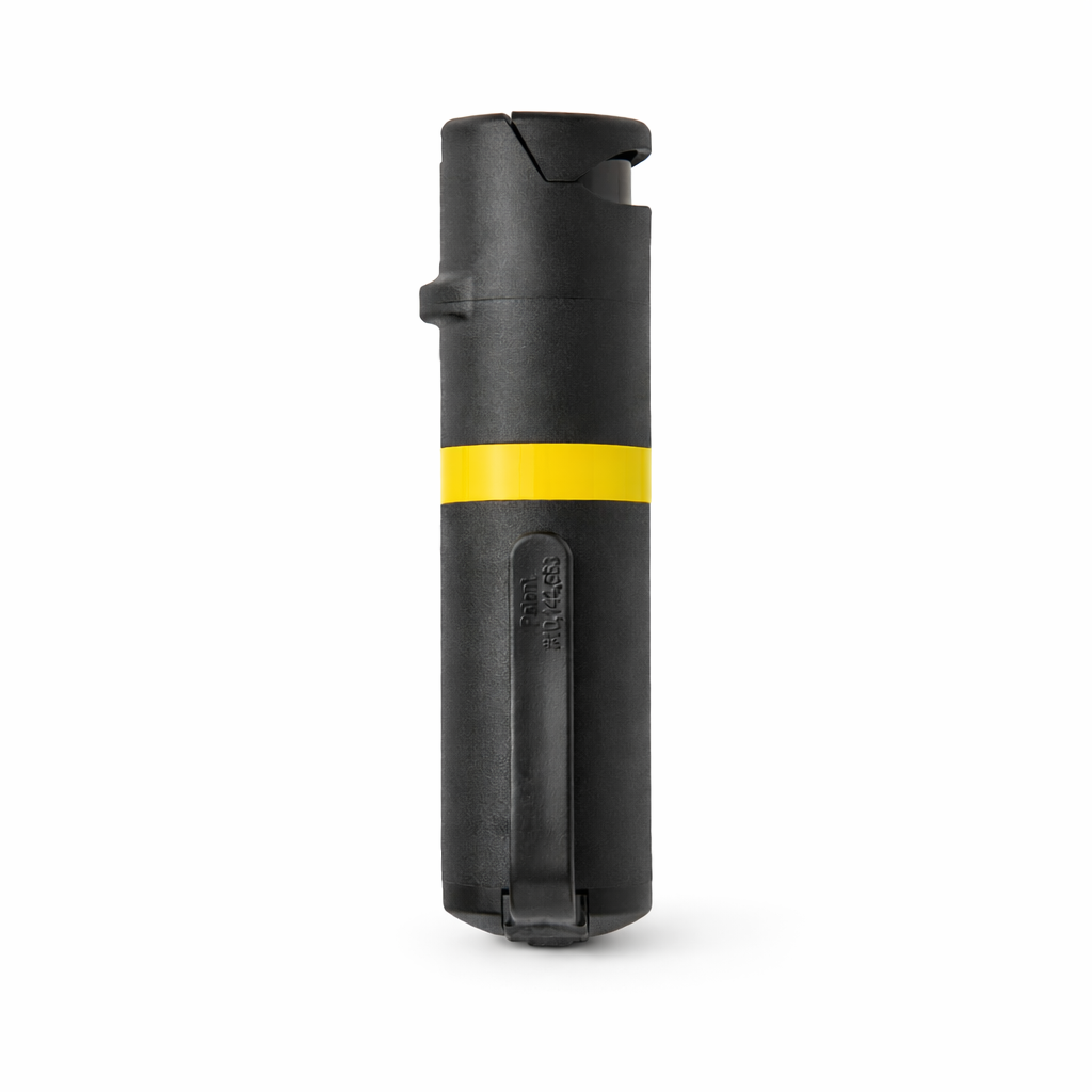 Black pepper spray with yellow stripe on a white background #color_black-x-yellow