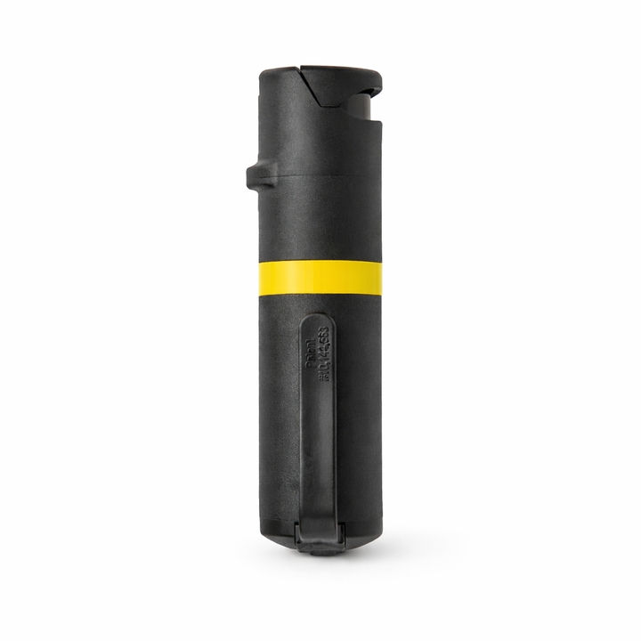 Black pepper spray with yellow stripe on a white background #color_black-x-yellow
