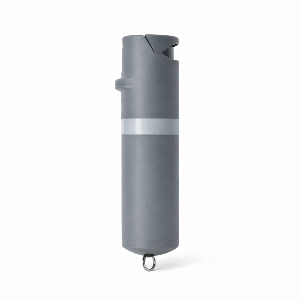 Gray pepper spray with a white stripe on a white background #color_grey-x-grey