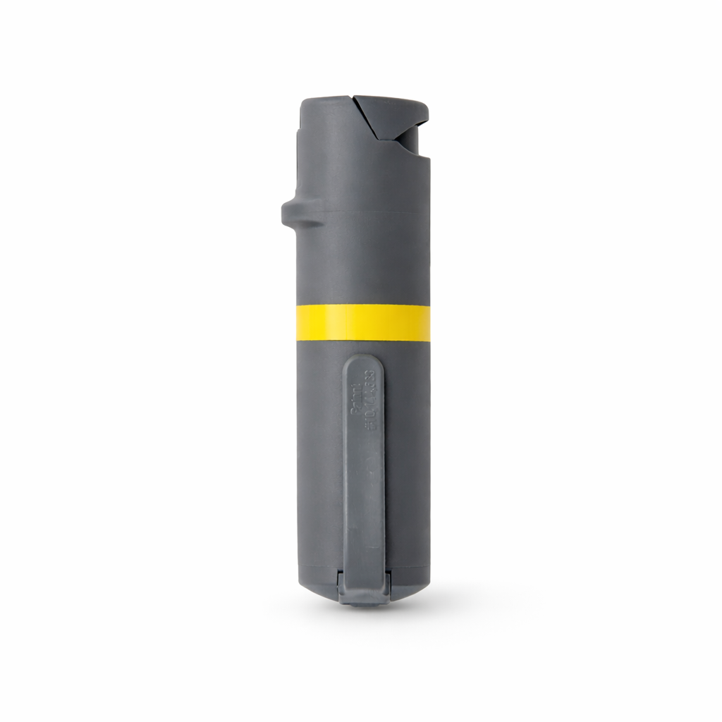 Gray and yellow pepper spray nozzle on a white background #color_grey-x-yellow