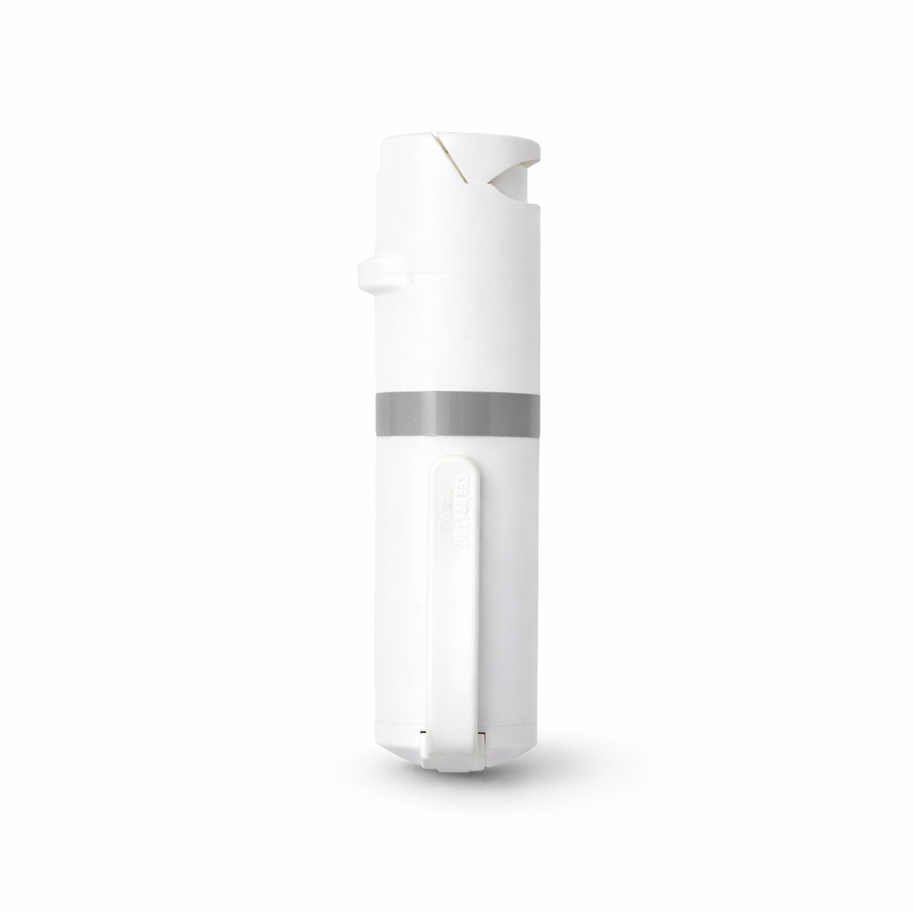 White and silver pepper spray device on a white background #color_white-x-grey