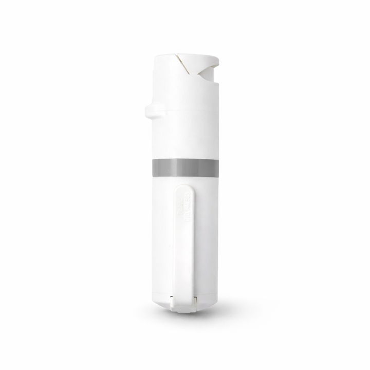White and silver pepper spray device on a white background #color_white-x-grey