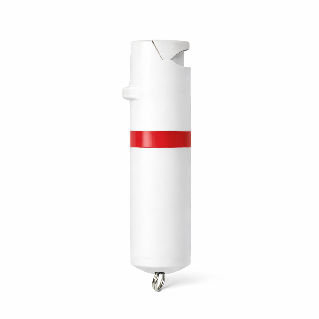 White pepper spray object with a red stripe on a white background #color_white-x-red