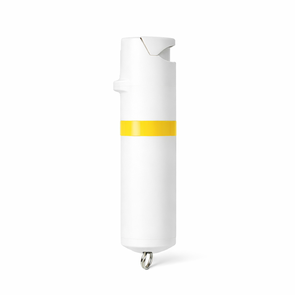 White pepper spray object with a yellow band on a white background #color_white-x-yellow